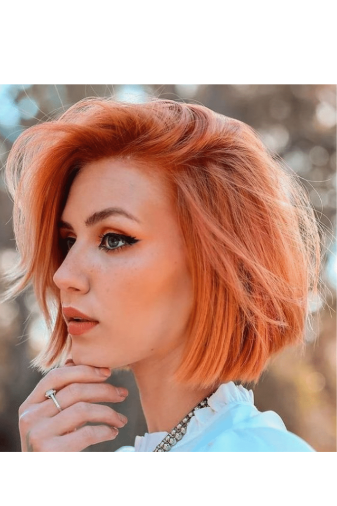 copper chin-length hairstyle